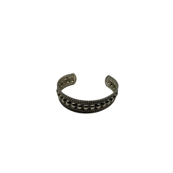 Silvertone Cuff Bracelet Rope and Ball Design - Picture 1 of 5